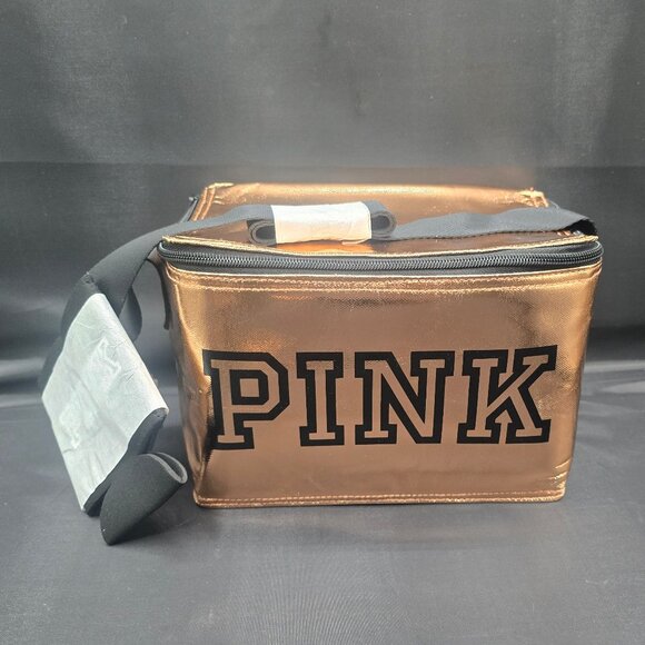 Victoria's Secret PINK Insulated Cooler lunch bag Metallic Rose Gold - Picture 1 of 6